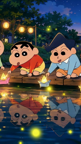 蜡笔小新春日部夏夜河灯