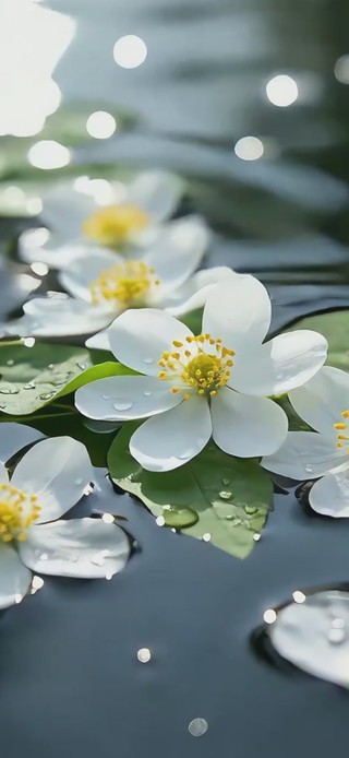 湖面小白花