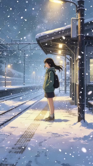 等车的女孩
