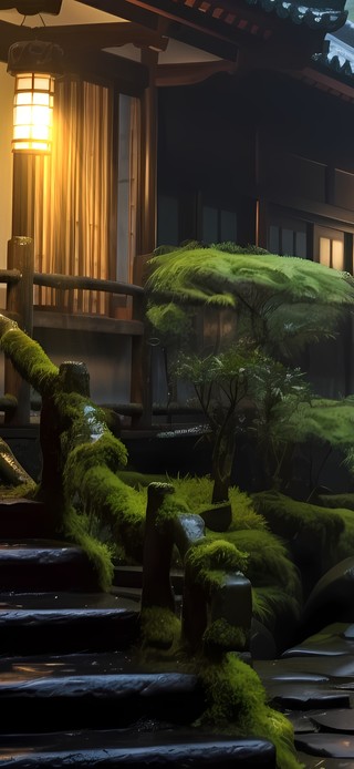 雨后的山里古风阁楼