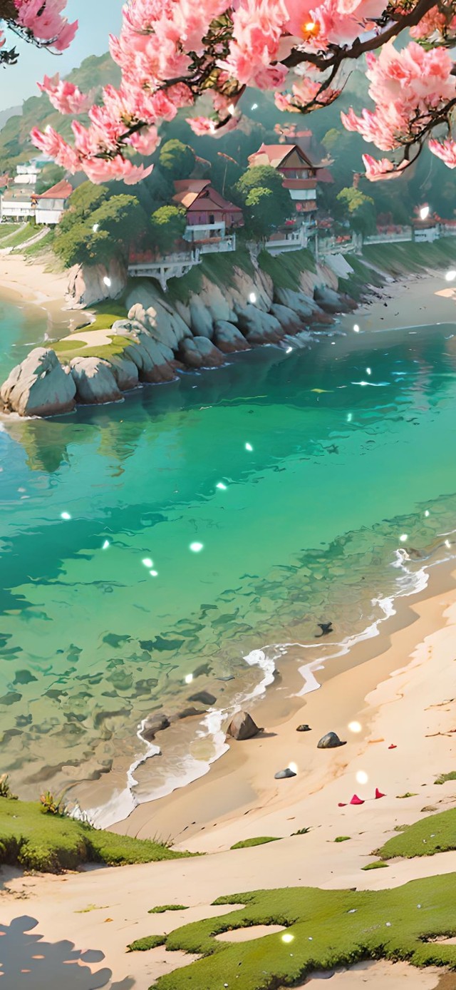 通往海边的鲜花小路