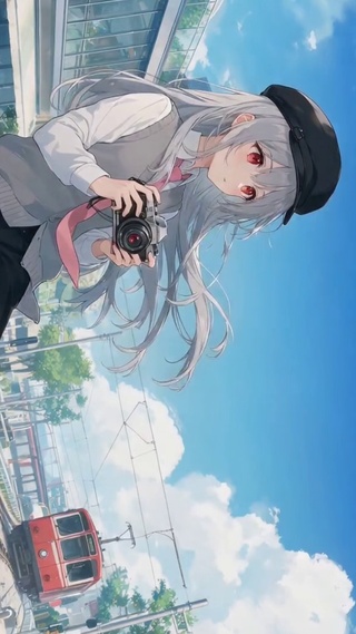 夏日晴空相机少女