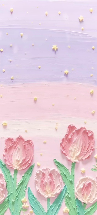 小清新春天粉紫郁金香