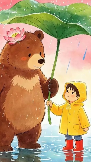 雨天男孩与萌宠