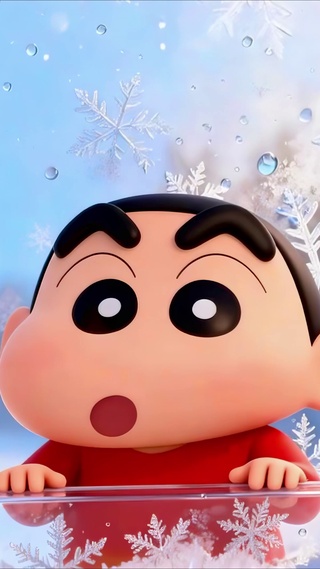 冬日雪天小新和小白