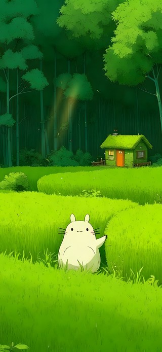 绿色林间田野小白