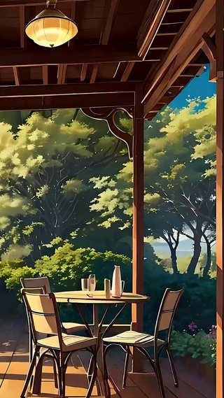 蓝天白云树木海景