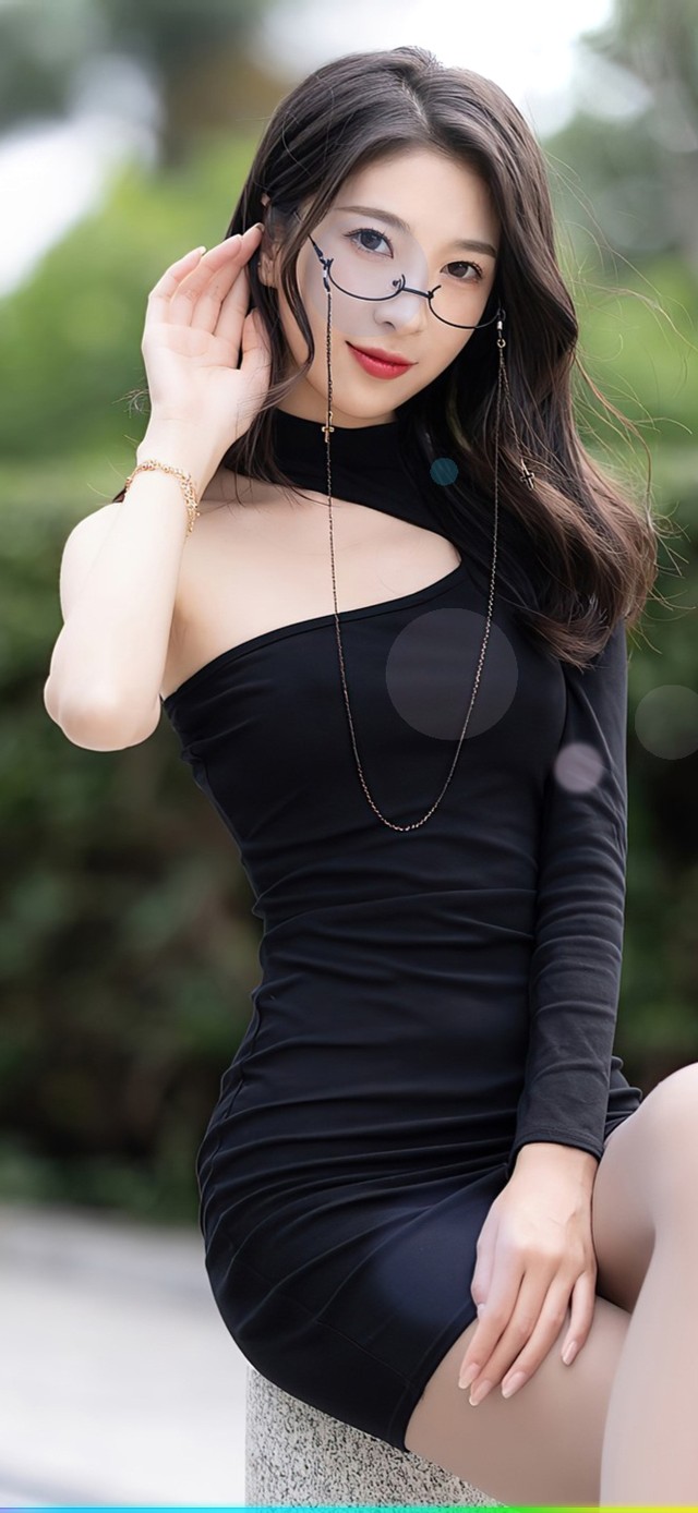 戴眼镜的长裙美女