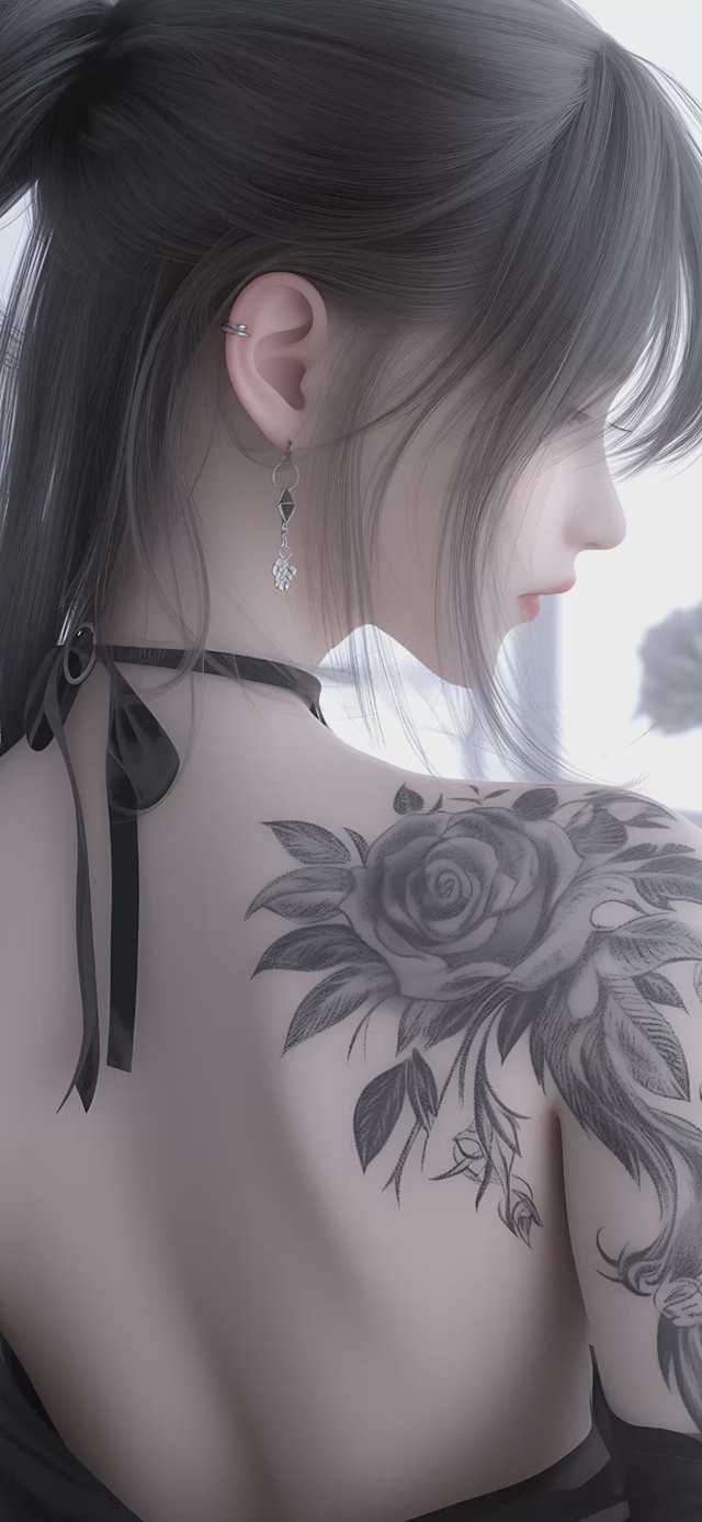【原创】办公室纹身美女后背影
