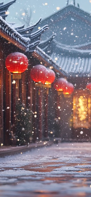 雪中的新年景色