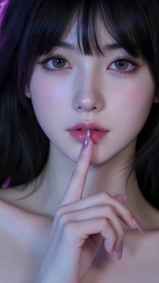 紫调氛围感清纯美女