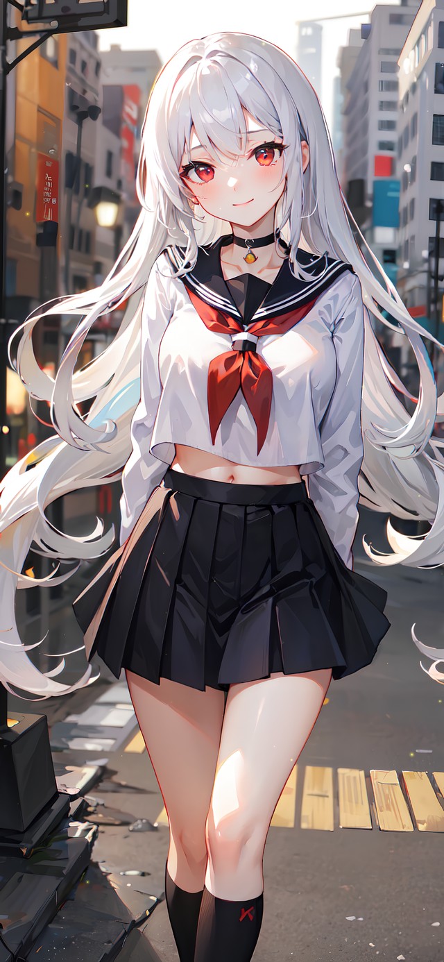 4k清纯jk制服短裙黑丝少女(动漫手机动态壁纸) - 动漫手机壁纸下载