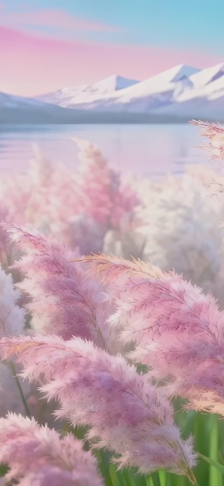 粉色的浪漫芦苇丛