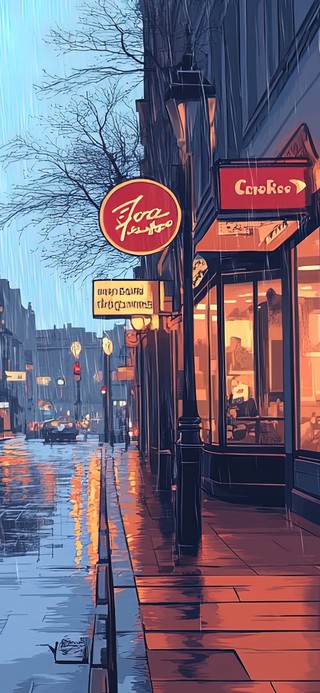 宁静街道下的温暖商铺