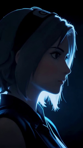 夜之荧蓝神秘动漫美女的极简光语