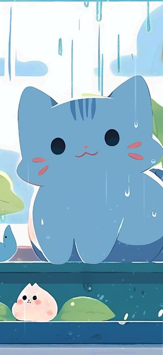 窗台猫咪雨