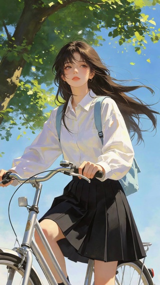青春骑车美女