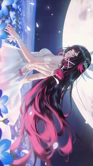 月夜白裙少女哥伦比娅