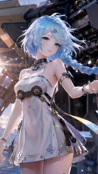科幻机甲蓝发美少女