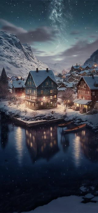 治愈雪镇的夜晚