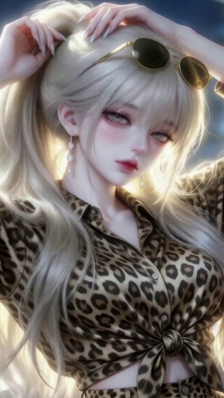 酷飒豹纹金发美少女