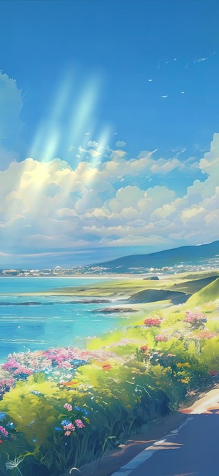 海边公路插画