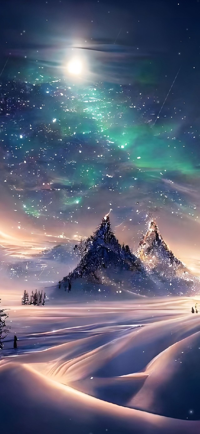 唯美治愈雪后星空