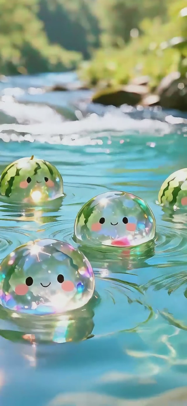 清新溪水西瓜