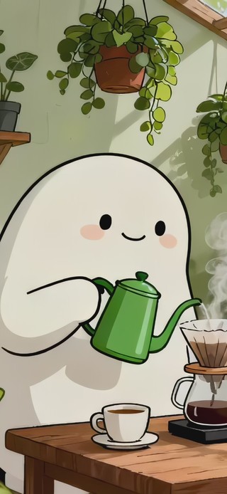 可爱团子冲咖啡