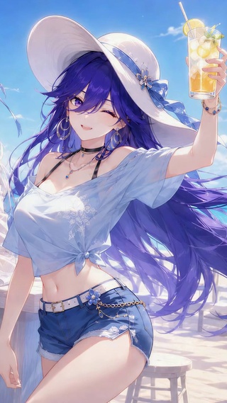 夏日海边双生美少女