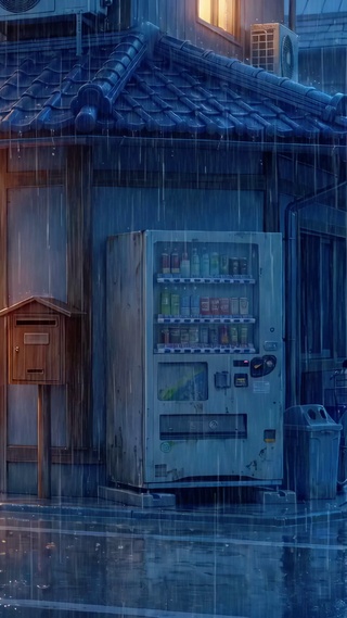 雨幕里的便利店