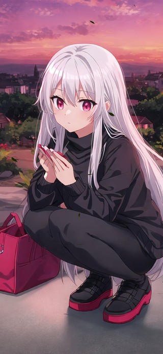 白发黑衣少女