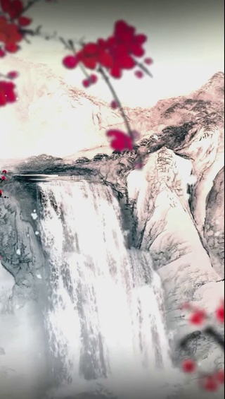 水墨国画梅花盛放