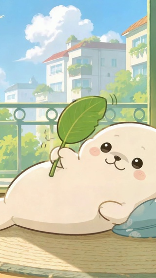 夏日窗边慵懒小海豹