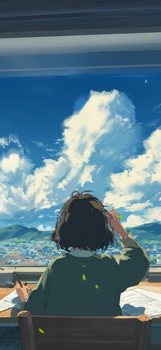 夏日写作少女