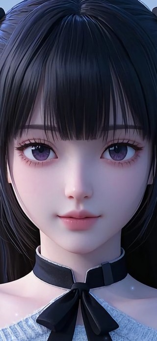  花漾壁纸|黑长直清冷少女