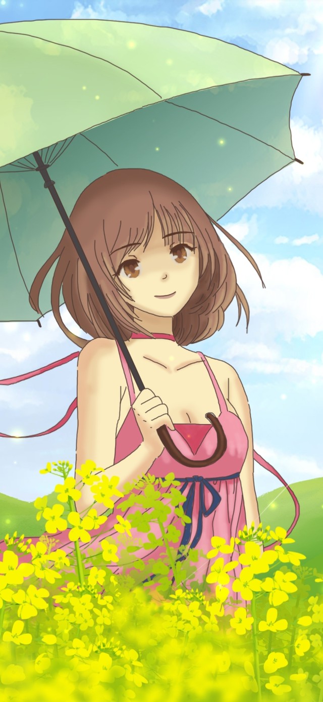 （免费）油菜花伞下的美少女