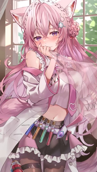 唯美粉发狐耳少女