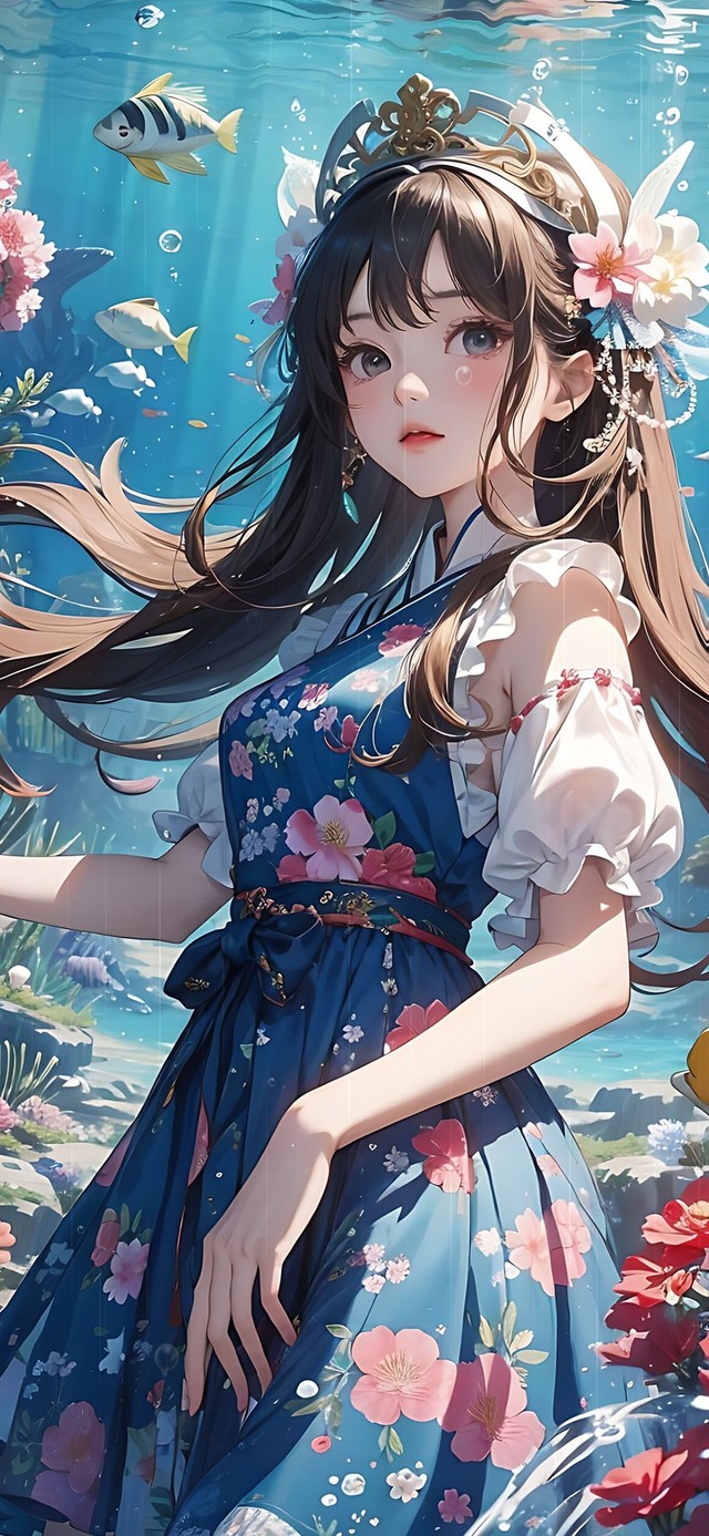 海底女孩 长发少女