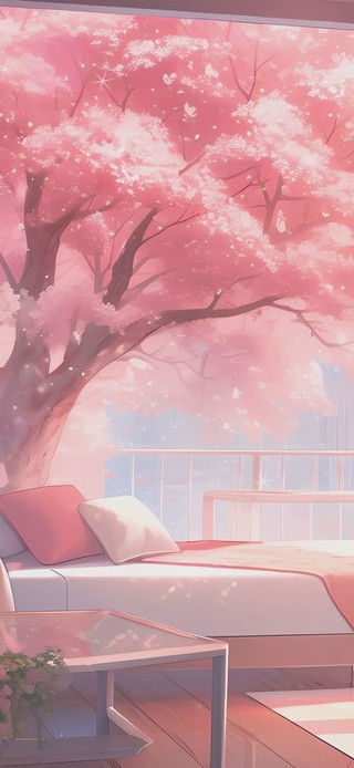 樱花树下景色