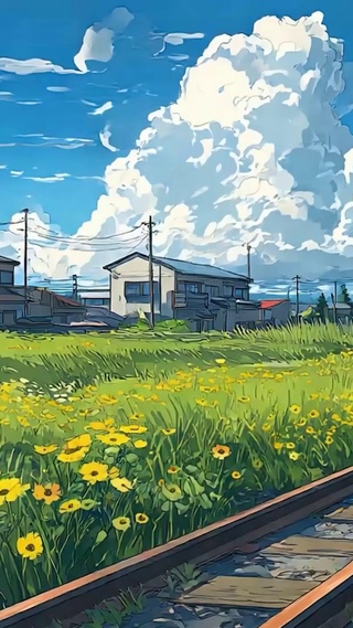 护眼蓝天白云树木