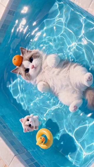 泡澡的可爱布偶小猫