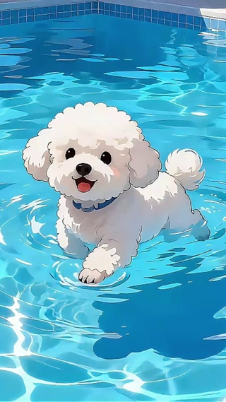 小狗的夏日泳池