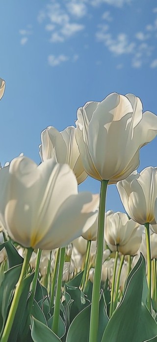 蓝天下的郁金香