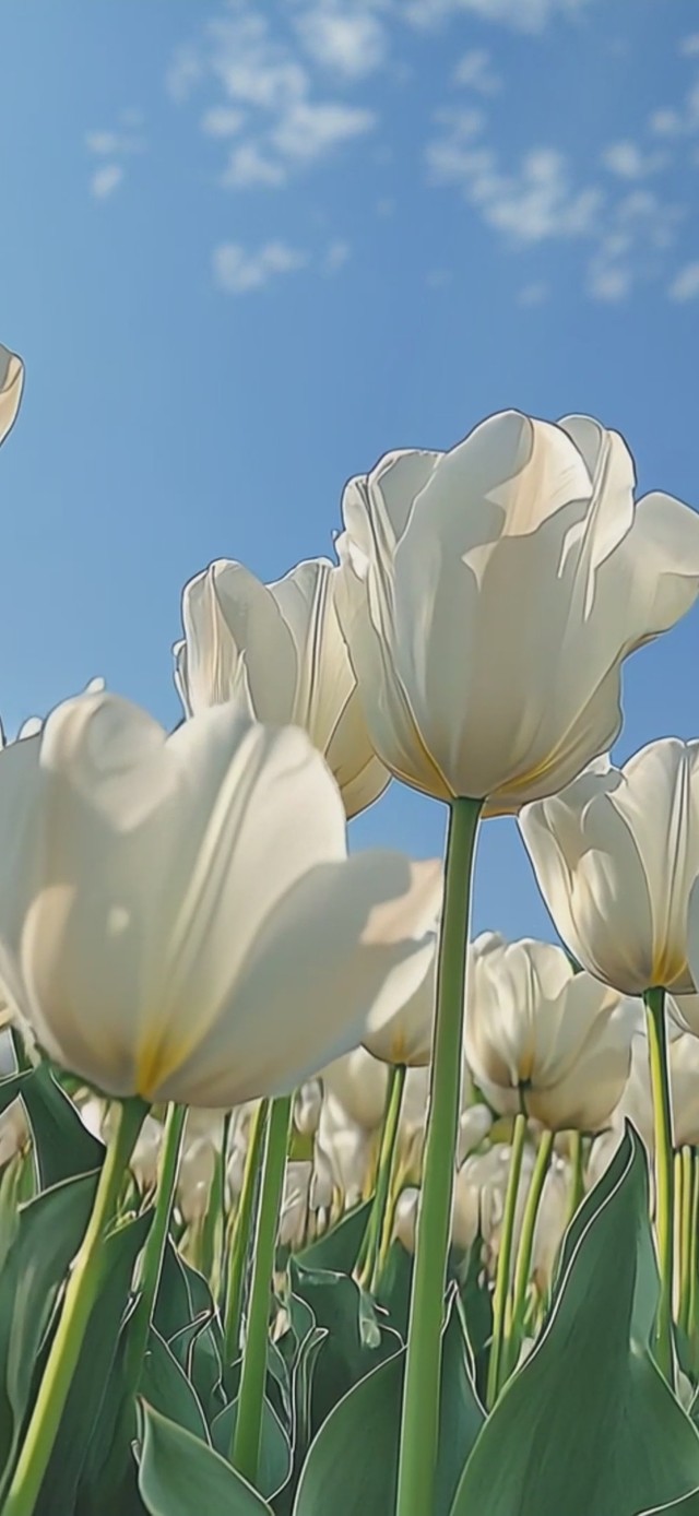 蓝天下的郁金香