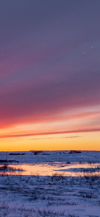 落日余晖 雪景