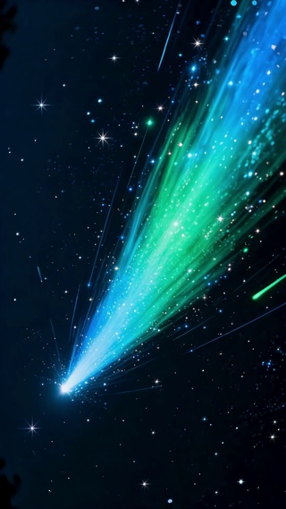 夜空星河中一颗巨大的流星坠落