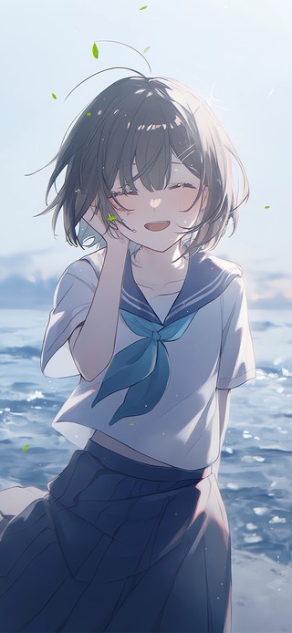 唯美海景少女