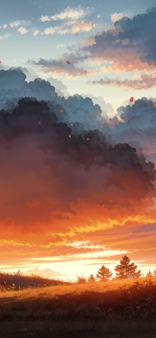 唯美夕阳山野风景