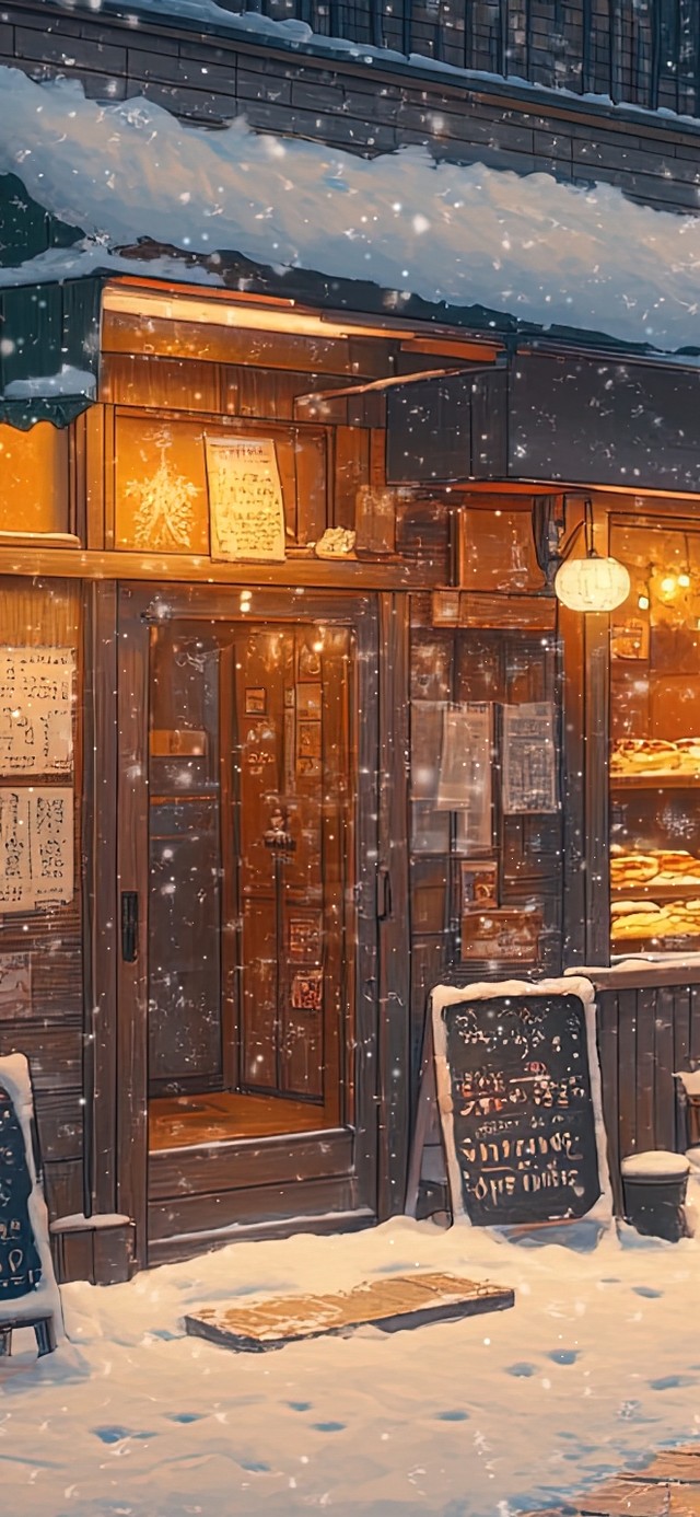 雪中的小镇商店